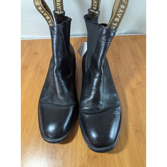 Vintage El Bayo Black Leather Mens Ankle Boots US Size 8 Pull-on Dress (Y05) - Picture 3 of 12